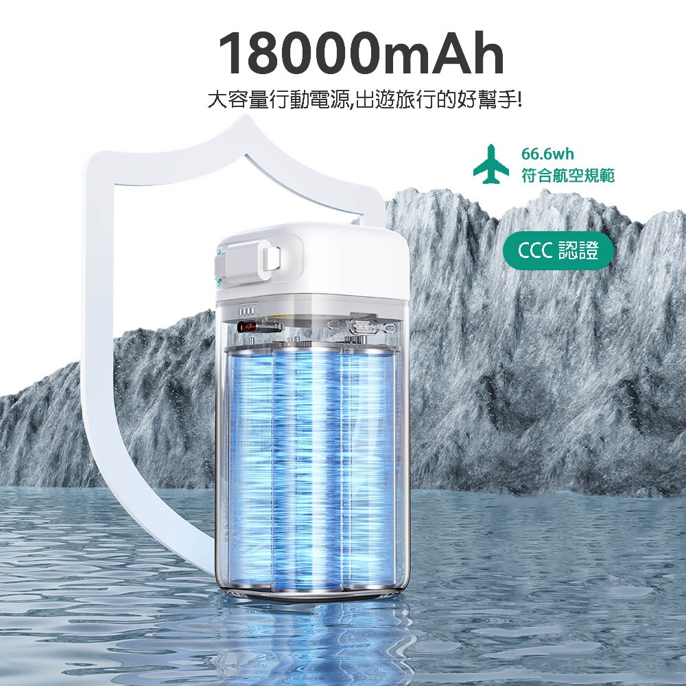 USAMS 星魔方系列 PD45W大容量18000mAh 雙向快充行動電源(Type-C磁吸收納線)-細節圖6