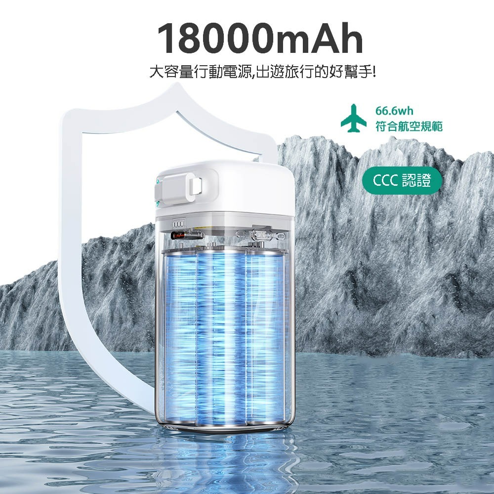 USAMS 星魔方系列 PD45W大容量18000mAh 雙向快充行動電源(Type-C磁吸收納線)-細節圖6