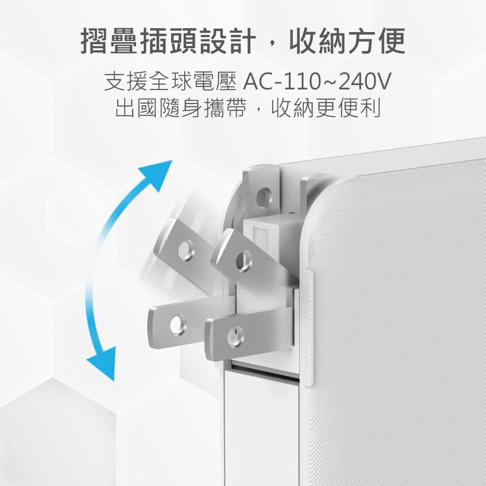 MINIQ 台灣製造 自帶Type-C快充線/AC插頭/LED數顯 多合一行動電源(附贈出國轉接頭)-細節圖2