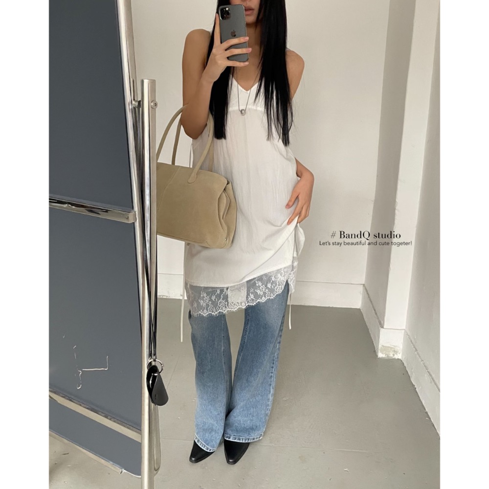 Korea🇰🇷女款｜後綁帶睫毛蕾絲細肩洋裝｜GA84［預購］-規格圖6