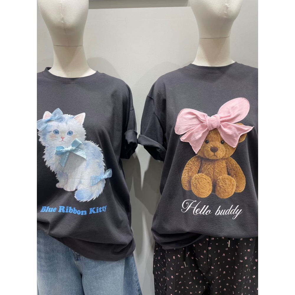 Korea🇰🇷女款｜粉蝴蝶結teddyT｜GA110［預購］-細節圖6