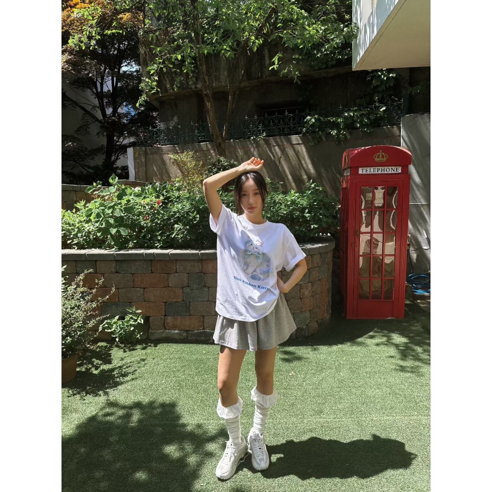 Korea🇰🇷女款｜藍蝴蝶結kittyT｜GA111［預購］-細節圖3
