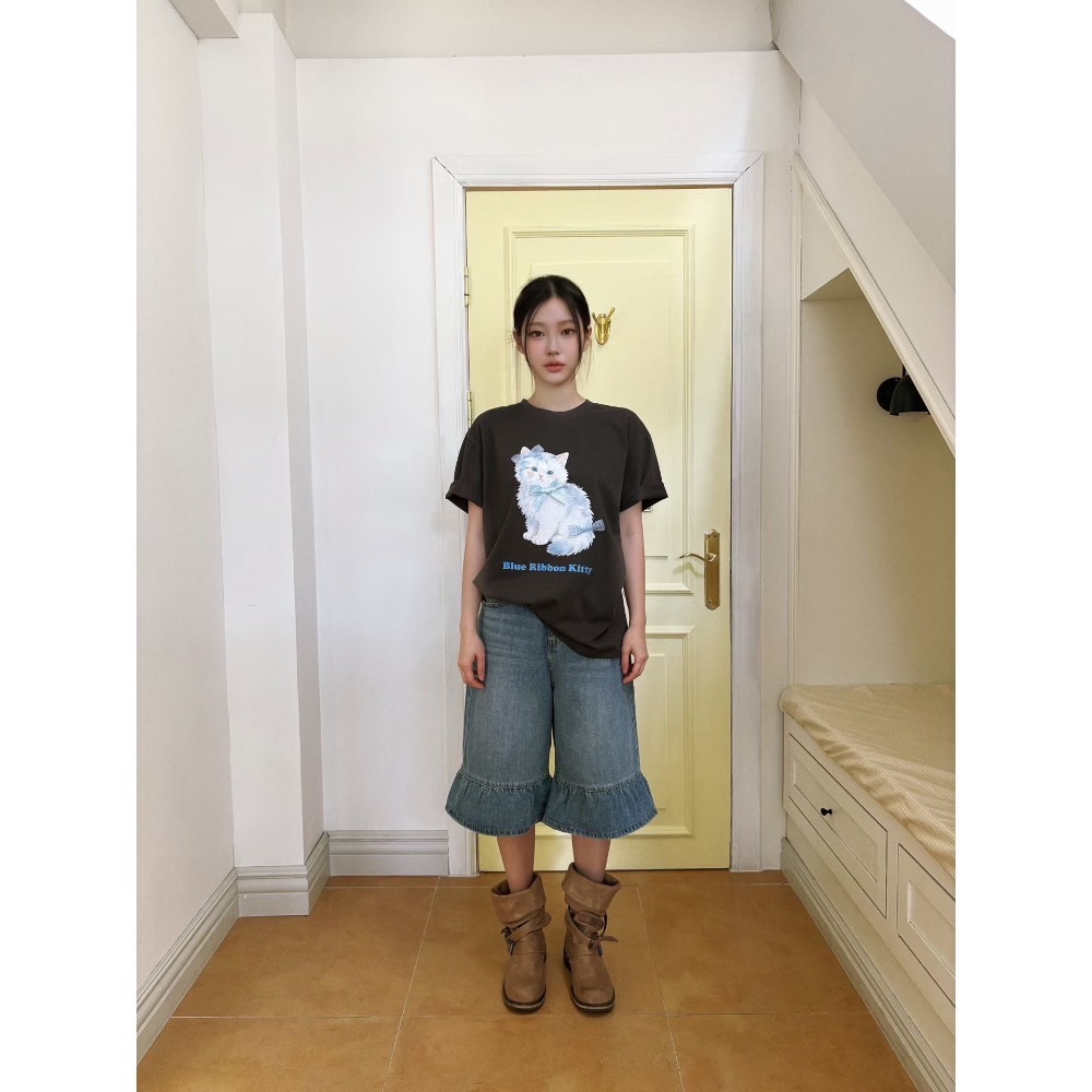 Korea🇰🇷女款｜藍蝴蝶結kittyT｜GA111［預購］-細節圖6