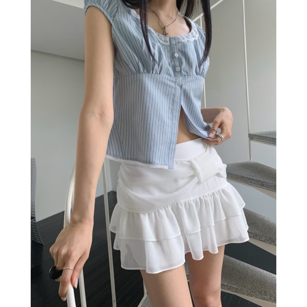 Korea🇰🇷女款｜蝴蝶結荷葉蛋糕裙｜GB92［預購］BandQ studio-細節圖5