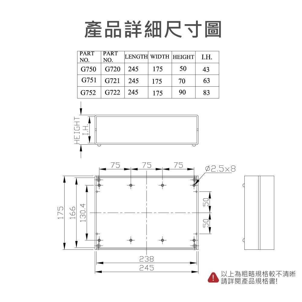 『聯騰．堃喬』Gainta G721 245x175x70mm ABS 桌上型 全塑 儀器盒 UL94-V0 IP54-細節圖5