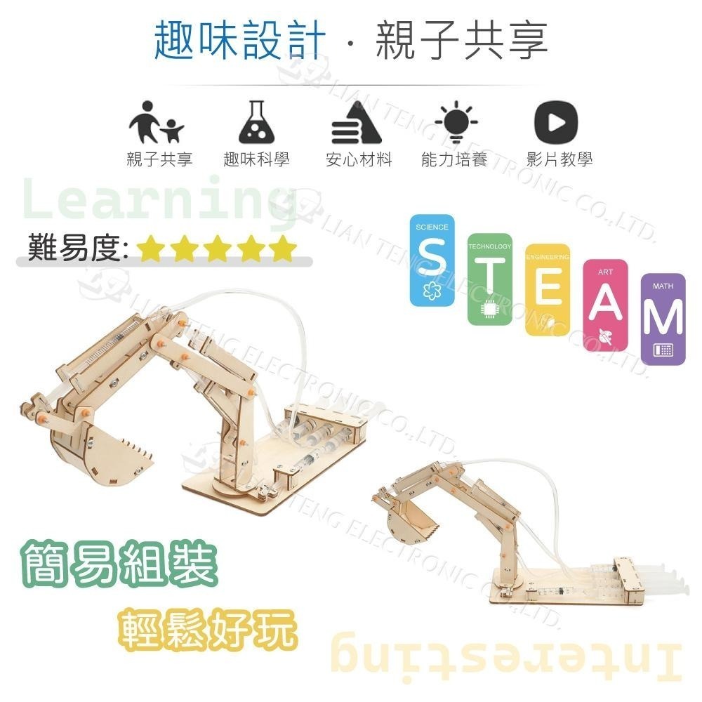 聯騰．DIY 液壓挖掘機(進階版) 3D立體拼圖模型材料包 (附彩色繁體說明書)-細節圖3