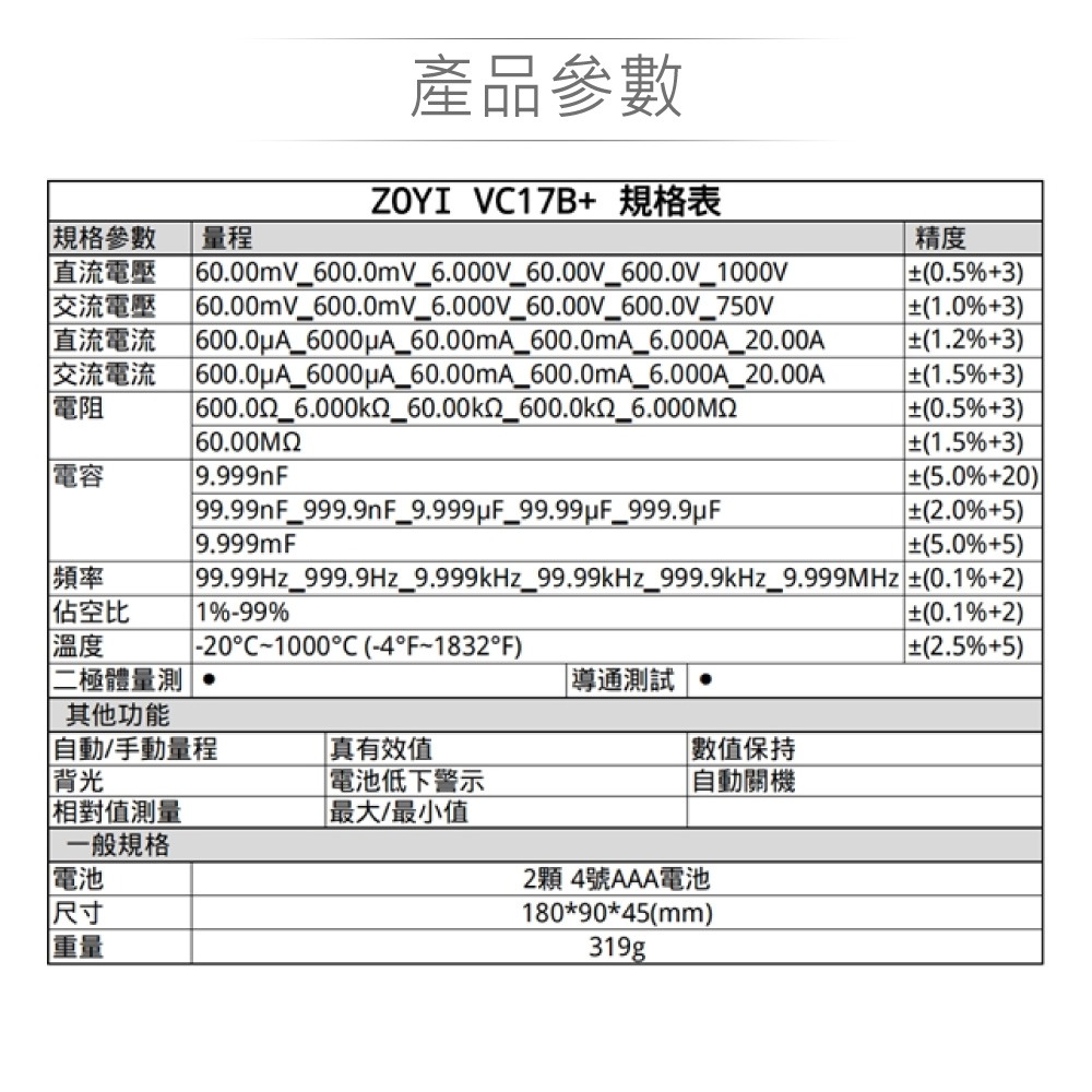『聯騰．堃喬』ZT-219 智能量測 多功能數位電錶 ZOYI眾儀電測 一年保固-細節圖5
