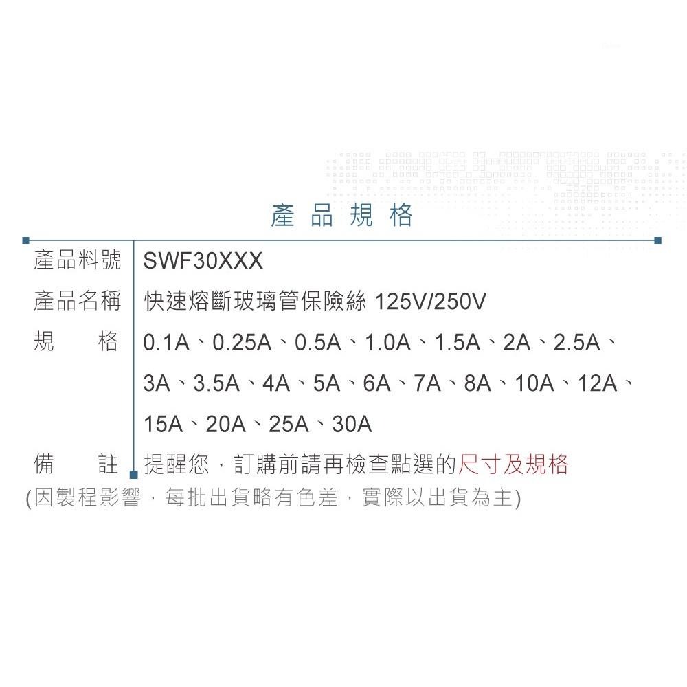聯騰．快速熔斷玻璃管保險絲10入 6.35mm*30mm 0.25A 0.5A 0.6A 1.0A 1.5A 2A-細節圖3