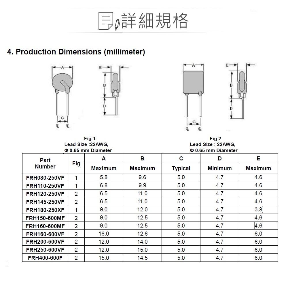 『聯騰．堃喬』陶瓷 PTC 自復保險絲 FRH080-250F 0.08A/250V 聚合物保險絲 過流保護片-細節圖3