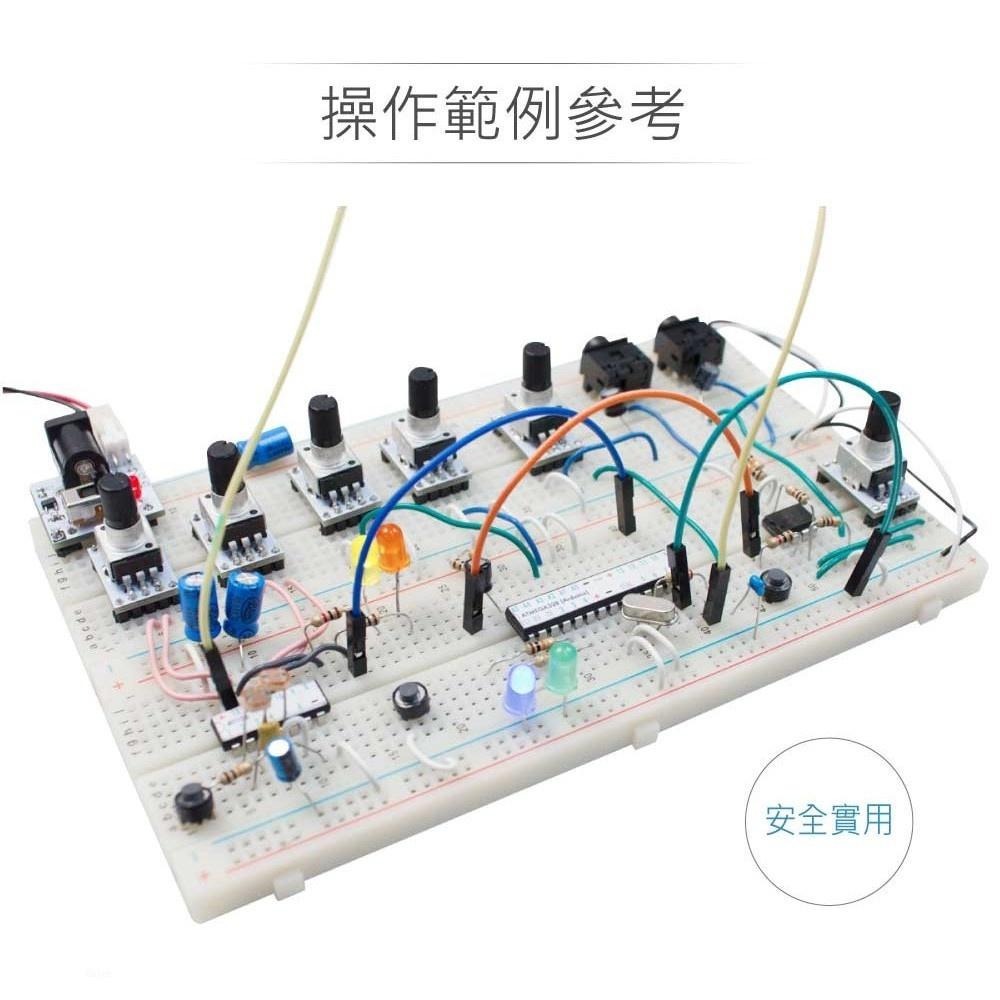 聯騰．830孔麵包板單片｜雙邊電源區免焊接平台｜電子實驗/STEAM教育原型設計-細節圖4