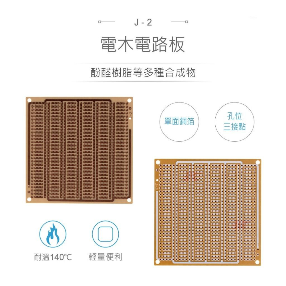 『聯騰．堃喬』J-2 電木 85 x 85 x 1.6 mm 3接點 900孔 單面 PCB 萬用電路板 電木板-細節圖2