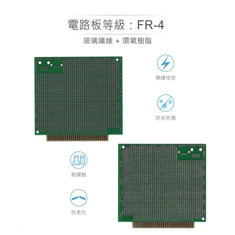 聯騰．KT-11115DX 100 x 115 mm 雙面 40 x 38 孔 FRP PCB板 62P 金手指-細節圖3