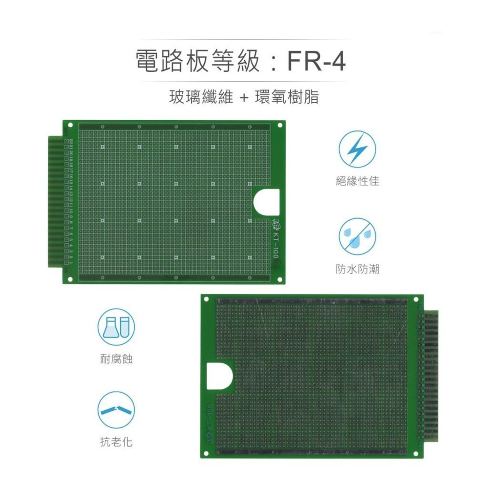 聯騰．KT-100 115 x 165 x 1.6 mm 單面 50 x 40 孔 FRP PCB板 乙級檢定板-細節圖3