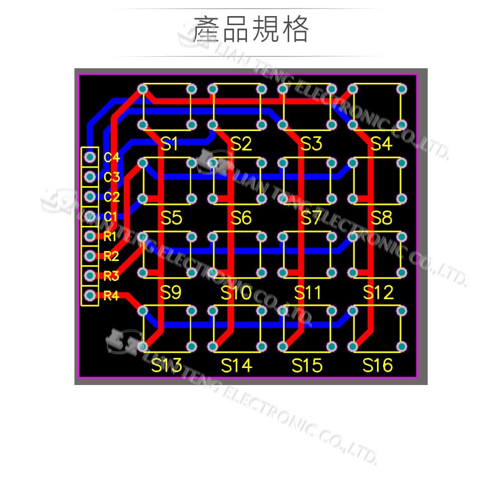 『聯騰．堃喬』4*4 微動開關 矩陣型鍵盤 16按鍵 單晶片實驗外擴鍵盤-細節圖3