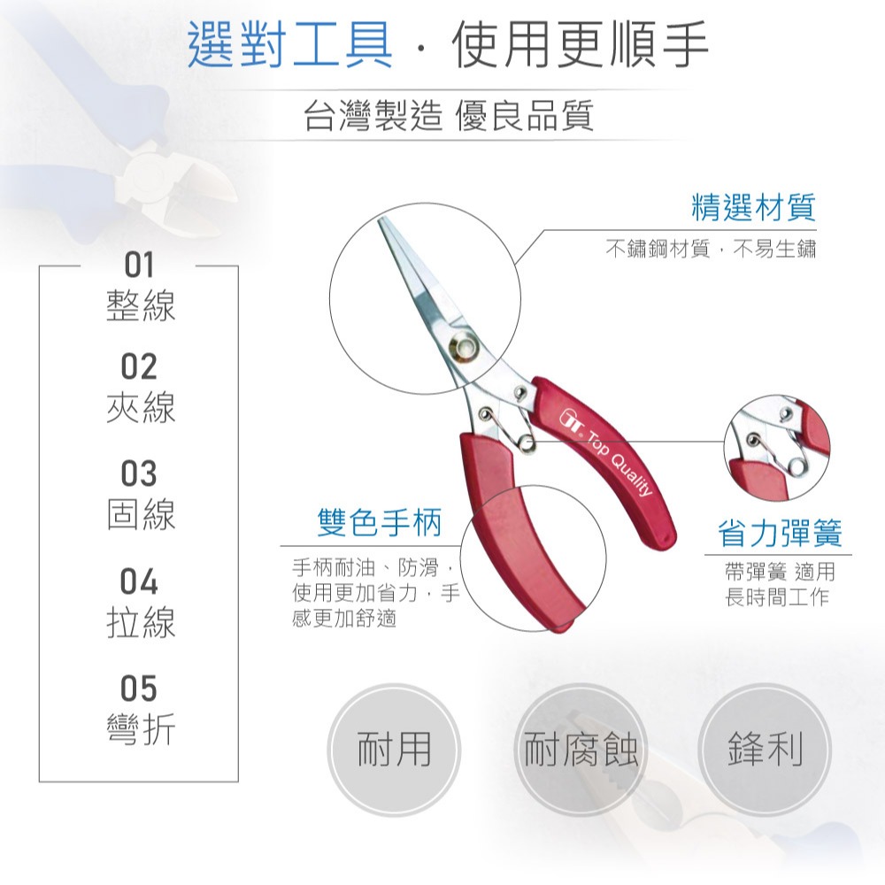 聯騰．5＂ 扁平 平口鉗 MP-202A-細節圖2