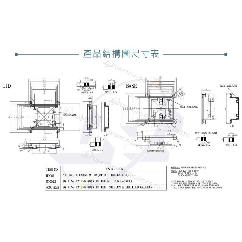 聯騰．HQ001EMS壓鑄鋁盒｜IP67防水防塵 電磁波屏蔽 台灣製造-細節圖5