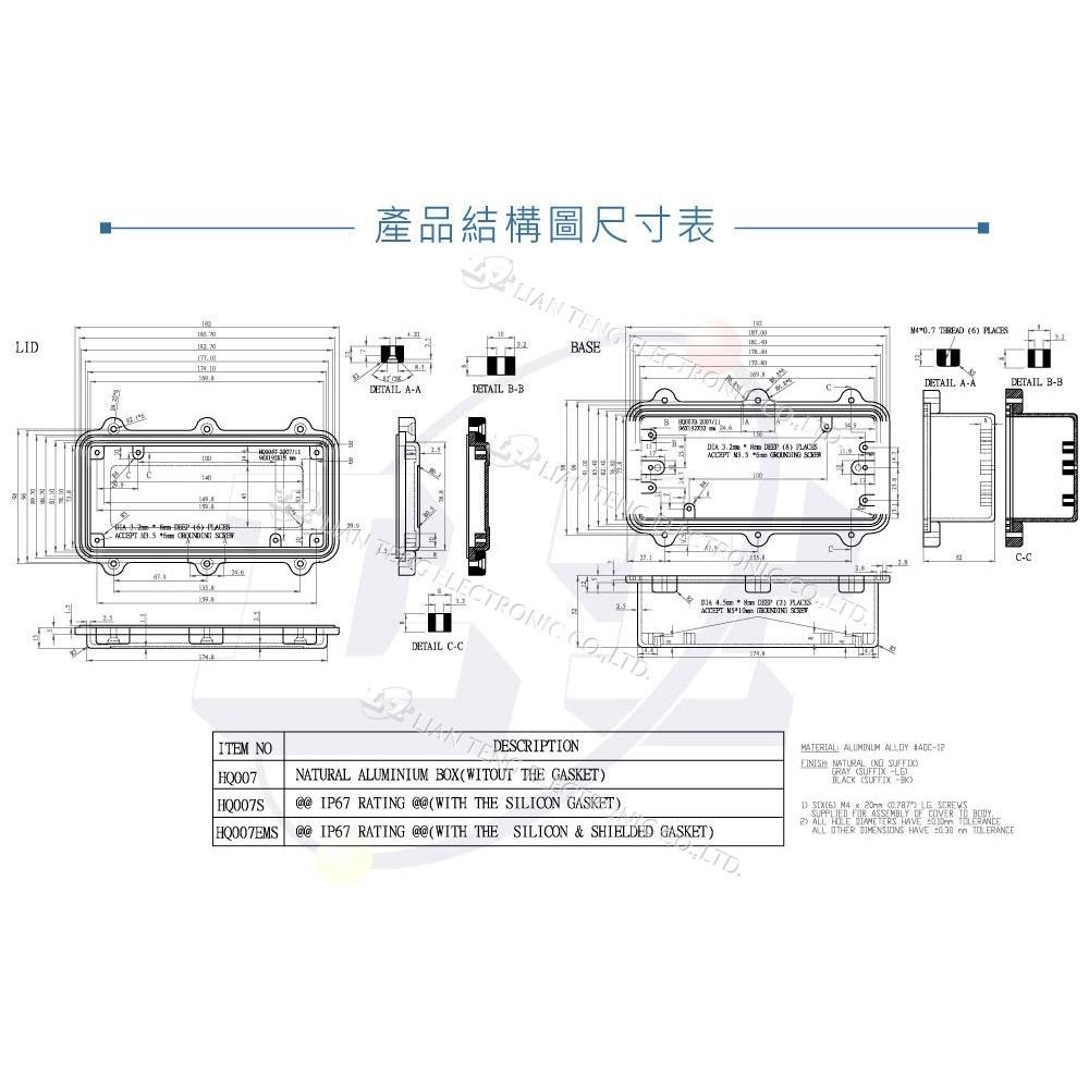 『聯騰．堃喬』Gainta HQ007 192 x 96 x 67mm 簡單型壓鑄鋁盒 萬用鋁盒 無防水線 控制箱-細節圖5