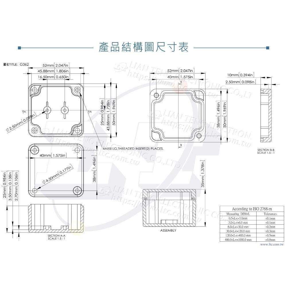 聯騰．G362 52 x 50 x 35mm 萬用型 IP65 防塵防水 ABS 塑膠盒-細節圖4