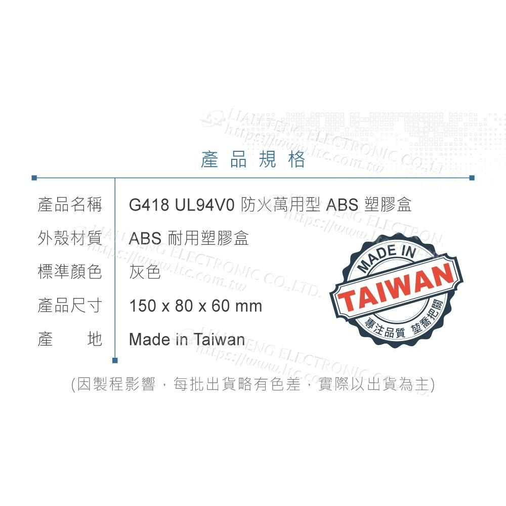 『聯騰．堃喬』Gainta G418 150x80x60mm 萬用型 ABS 塑膠盒 手持式 控制盒 防火 UL94V0-細節圖5