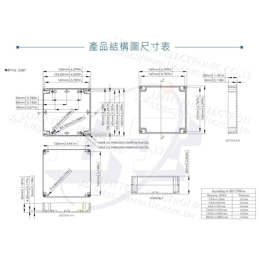 聯騰．Gainta G287 160x160x60mm 萬用型 IP65 防塵防水 塑膠盒 上蓋不透明 控制箱-細節圖4