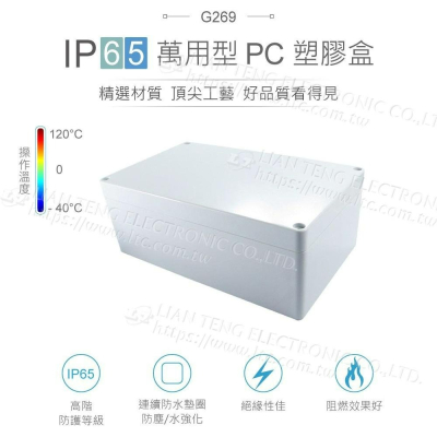 『聯騰．堃喬』Gainta G269 200x120x75mm 萬用型 IP65 防塵防水 塑膠盒 上蓋不透明 控制箱