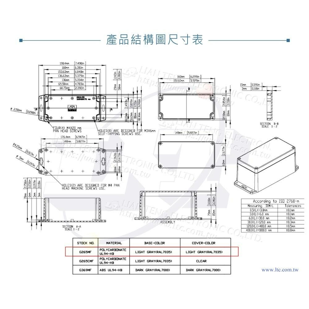 『聯騰．堃喬』Gainta G265MF 底部壁掛 160x80x85mm 萬用型 IP65 防塵防水 PC 塑膠盒-細節圖4