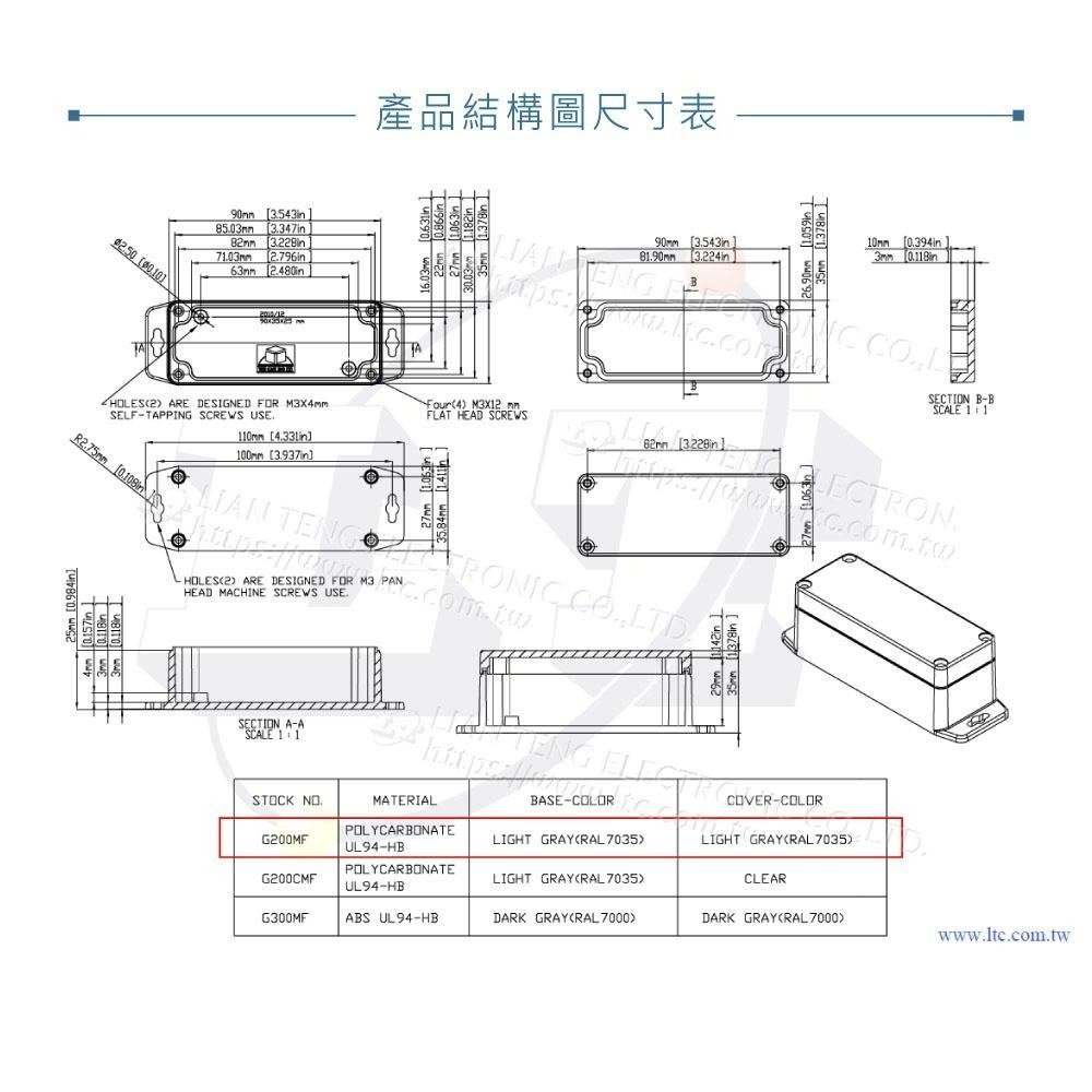『聯騰．堃喬』Gainta G200MF 底部壁掛 90x35x35mm 萬用型 IP65 防塵防水 PC 塑膠盒-細節圖4