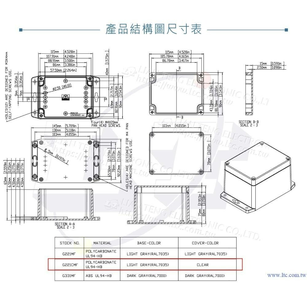 聯騰．Gainta G221CMF 115x90x80mm 萬用型 IP65 防塵防水 PC 塑膠盒 透明上蓋-細節圖4
