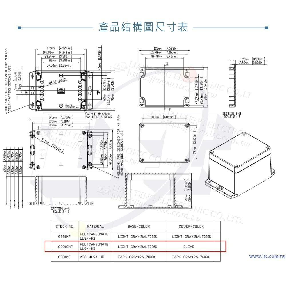 『聯騰．堃喬』Gainta G221CMF 115x90x80mm 萬用型 IP65 防塵防水 PC 塑膠盒 透明上蓋-細節圖4