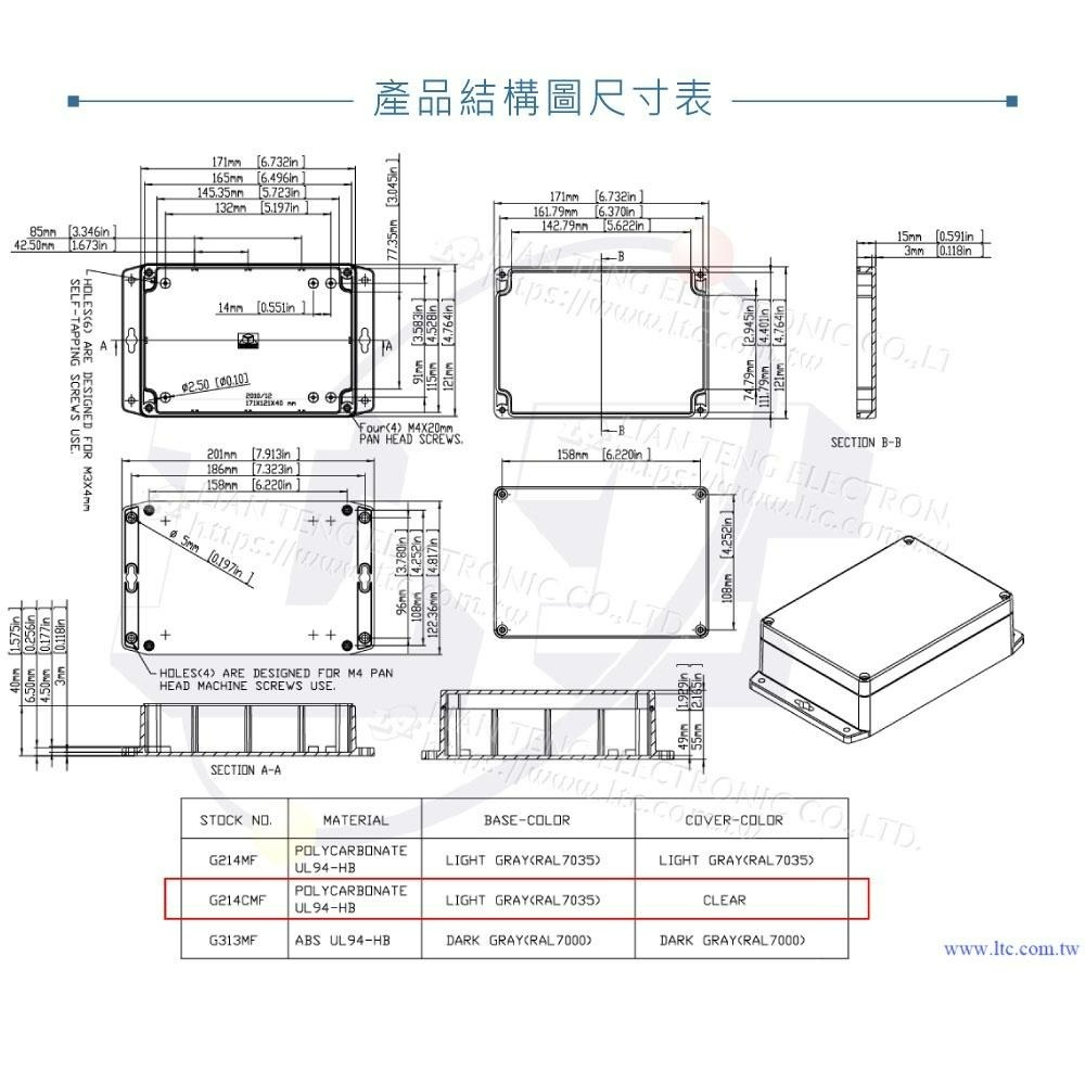 『聯騰．堃喬』Gainta G214CMF 171x121x55mm 萬用型 IP65 防塵防水 PC塑膠盒 透明上蓋-細節圖4