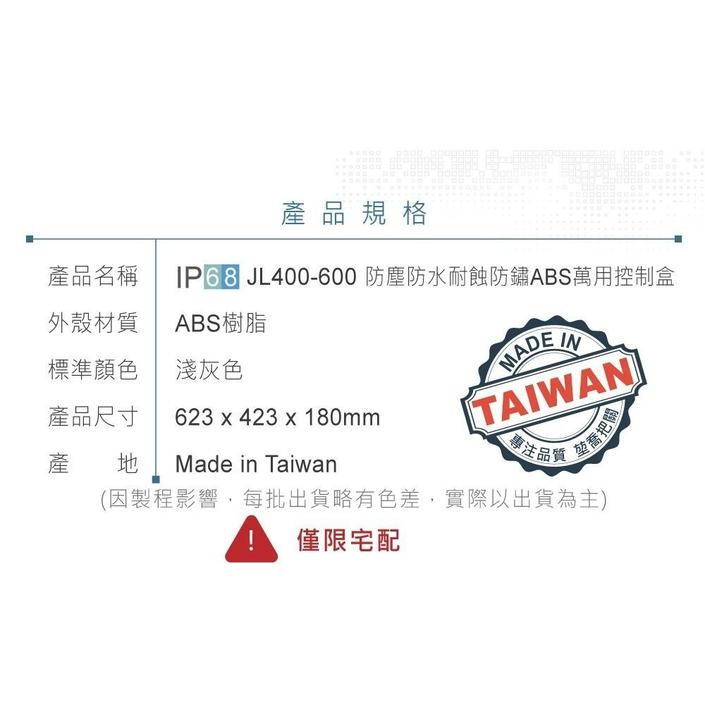 聯騰．JL400-600 防水防塵控制盒｜623×423×180mm｜ABS掀蓋式｜IP68等級｜鐵心＋活動底板｜耐蝕-細節圖8