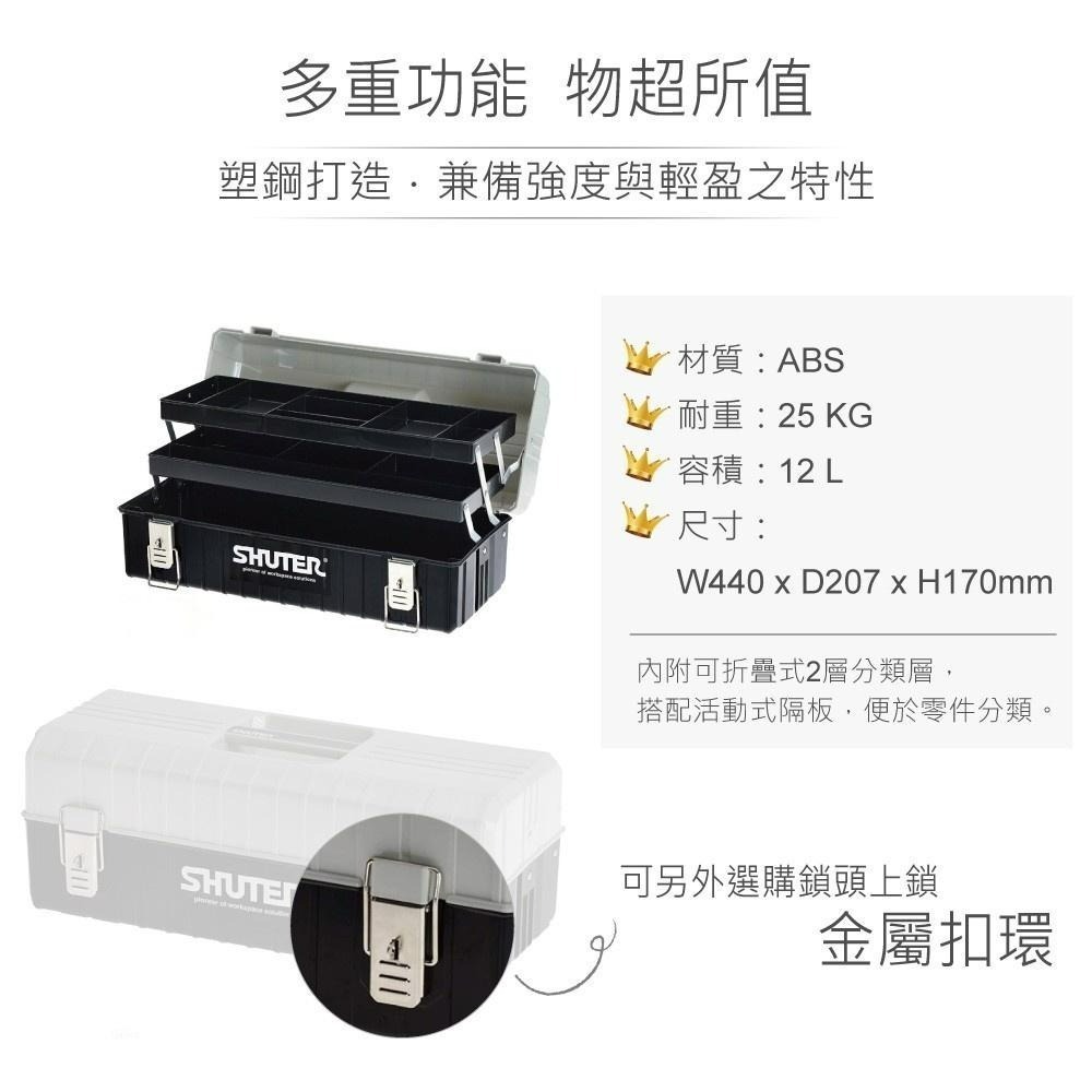 聯騰．SHUTER 樹德 TB-402 專業型工具箱｜ABS耐重材質・分類層可調・440×197×170mm・工具收納-細節圖2