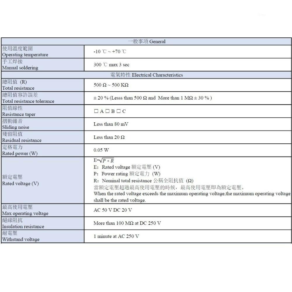 『聯騰．堃喬』9mm 崁入式 塑膠軸 旋轉 可變電阻-細節圖3