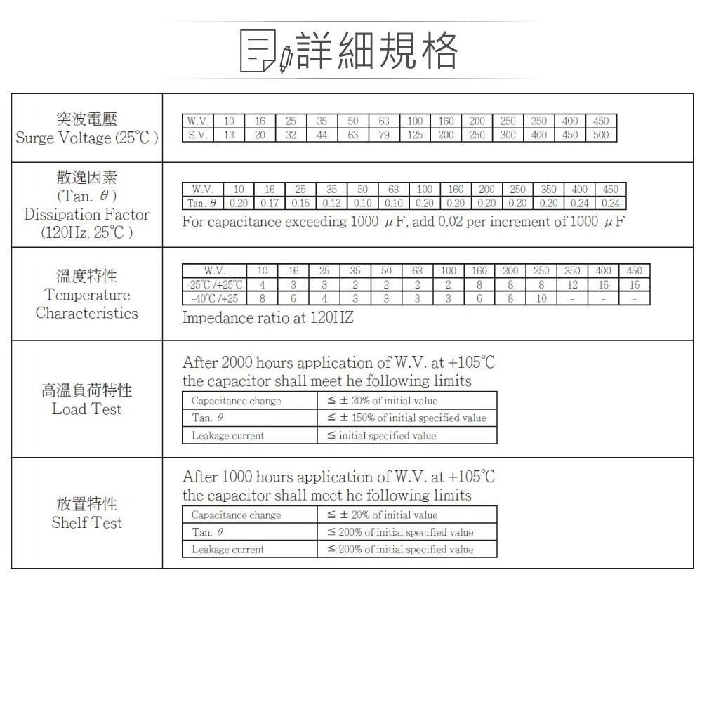 聯騰．鋁質電解電容 1000uF/6.3V~50V｜耐溫105℃｜直插型電容器 濾波元件-細節圖6