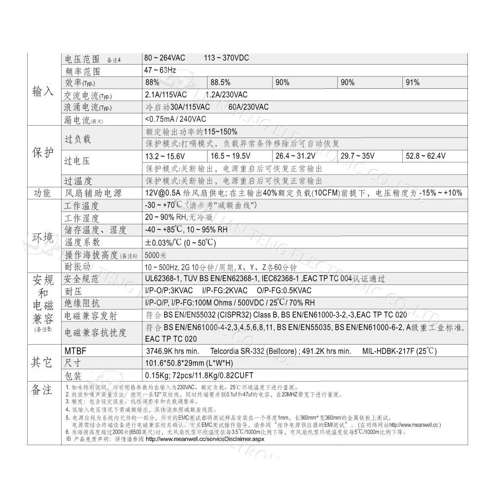 『聯騰．堃喬』MW 明緯 EPS-120-12/15/24/27/48 單組輸出 PCB變壓器-細節圖3