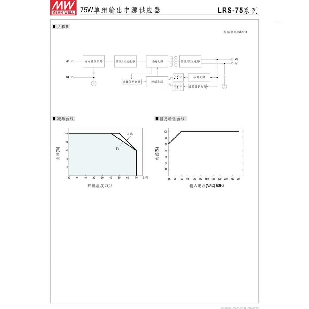 聯騰．MW 明緯 LRS-75系列 單組輸出 電源供應器 LRS-75-5/12/15/24/36/48-細節圖4