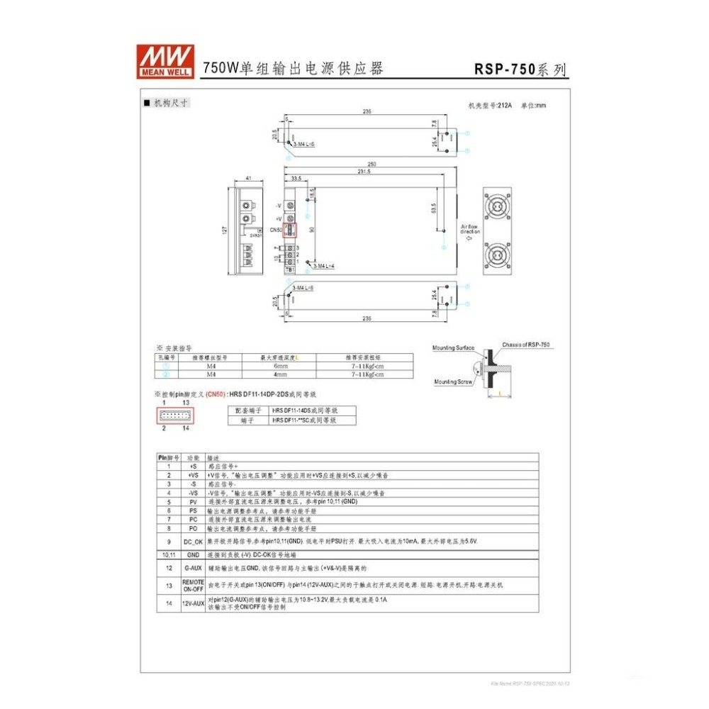 『聯騰．堃喬』MW 明緯 RSP-750-12  單組輸出 電源 供應器-細節圖7