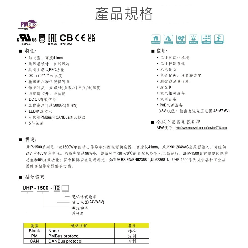 聯騰．MW明緯 UHP-1500-24/48 200W PFC 顯示屏 螢幕 電源供應器-細節圖4