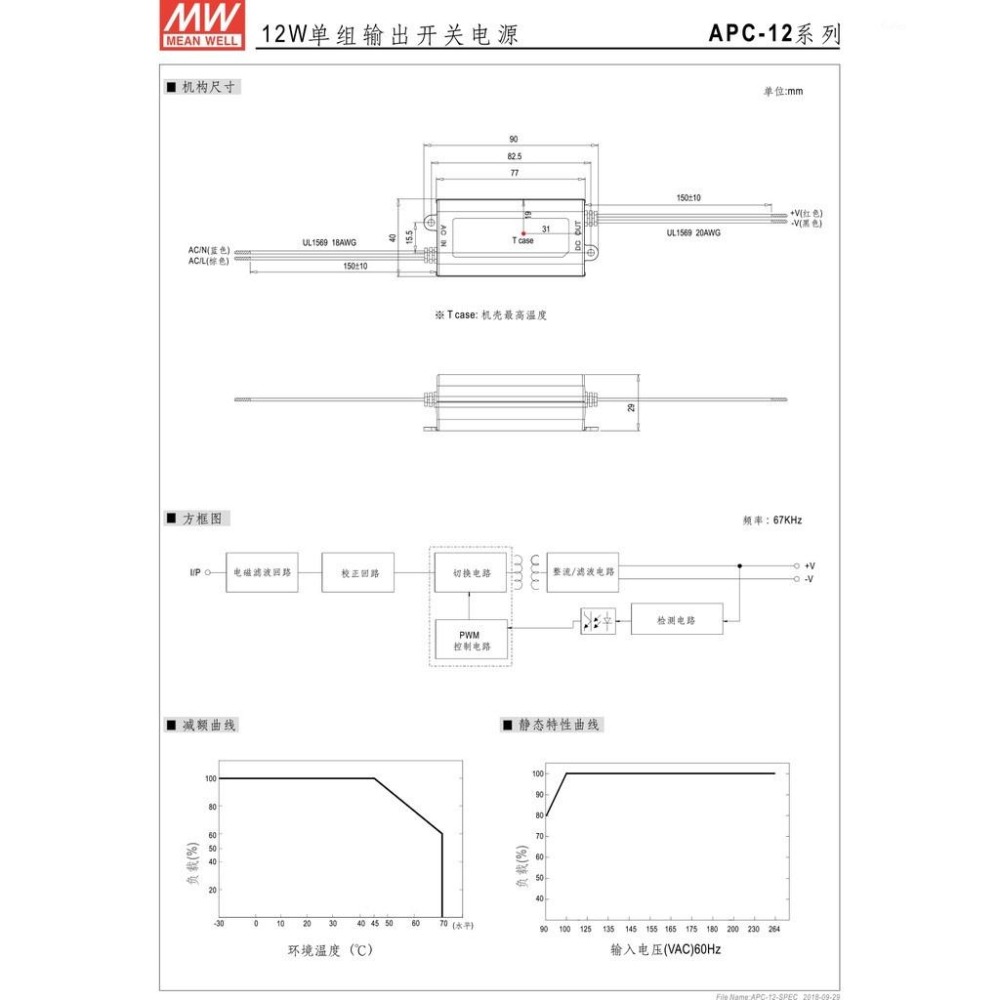 『聯騰．堃喬』MW 明緯 APC-12 系列 單組輸出 LED照明 12W 恆電壓  電源供應器 多規格賣場-細節圖3