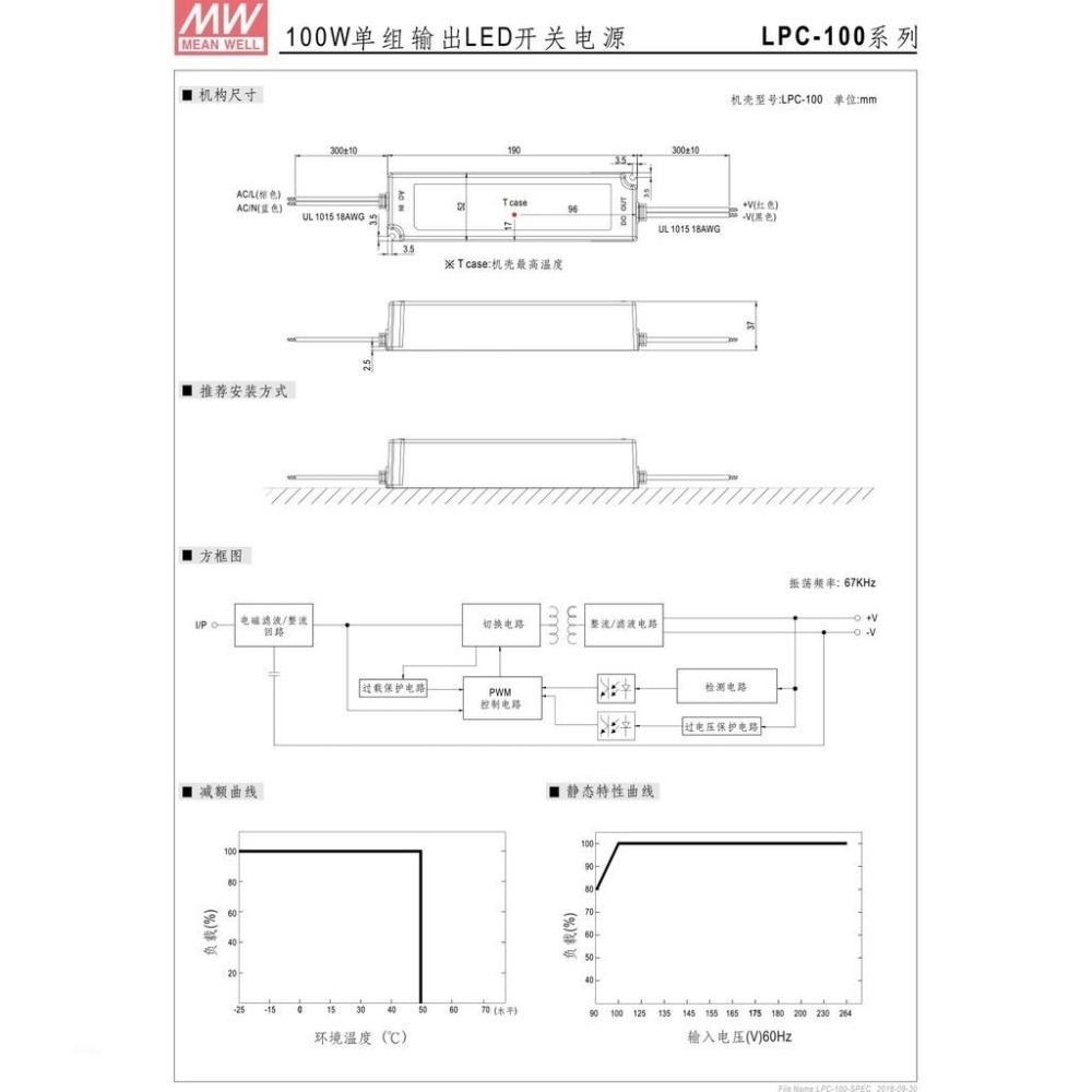 聯騰．明緯 LPC-100-1050 LPC-100-1400 LPC-100-2100 LED 電源 IP67-細節圖4
