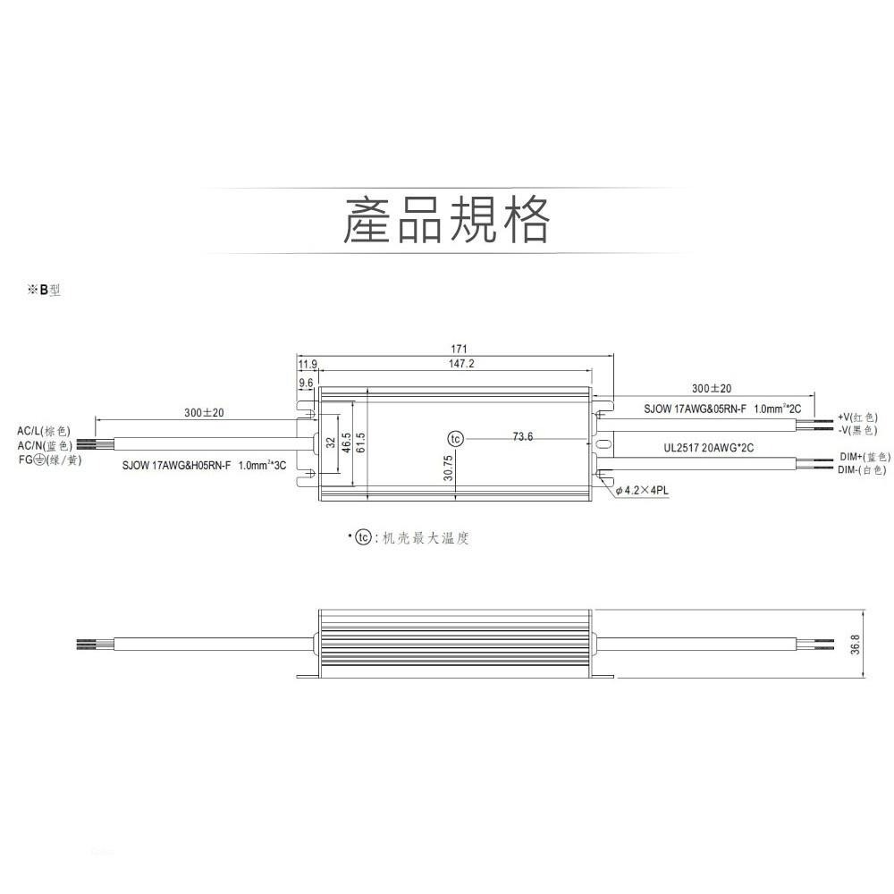 聯騰．MW 明緯  HLG-40H -12B HLG-40H-30 LED 室內外 照明專用 電源變壓器-細節圖2