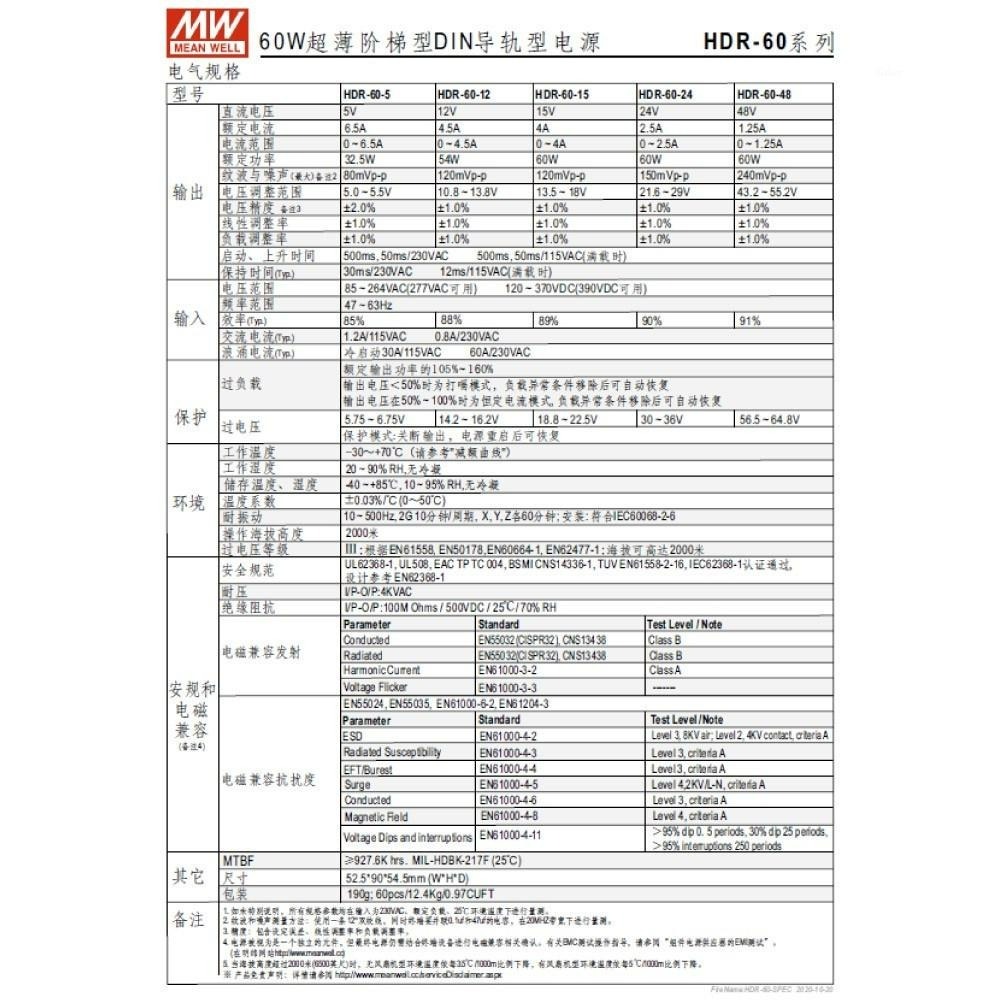 聯騰．MW 明緯 HDR-60 系列賣場 軌道式 單組 輸出 電源 供應器 HDR-60-24-細節圖3