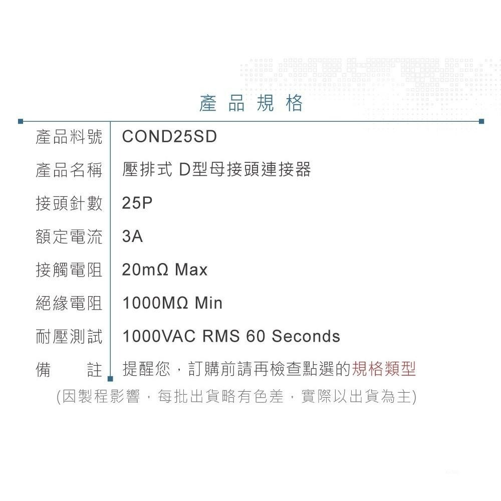 『聯騰．堃喬』DB25 25P D型母接頭 壓排式 連接器 D型接頭-細節圖4