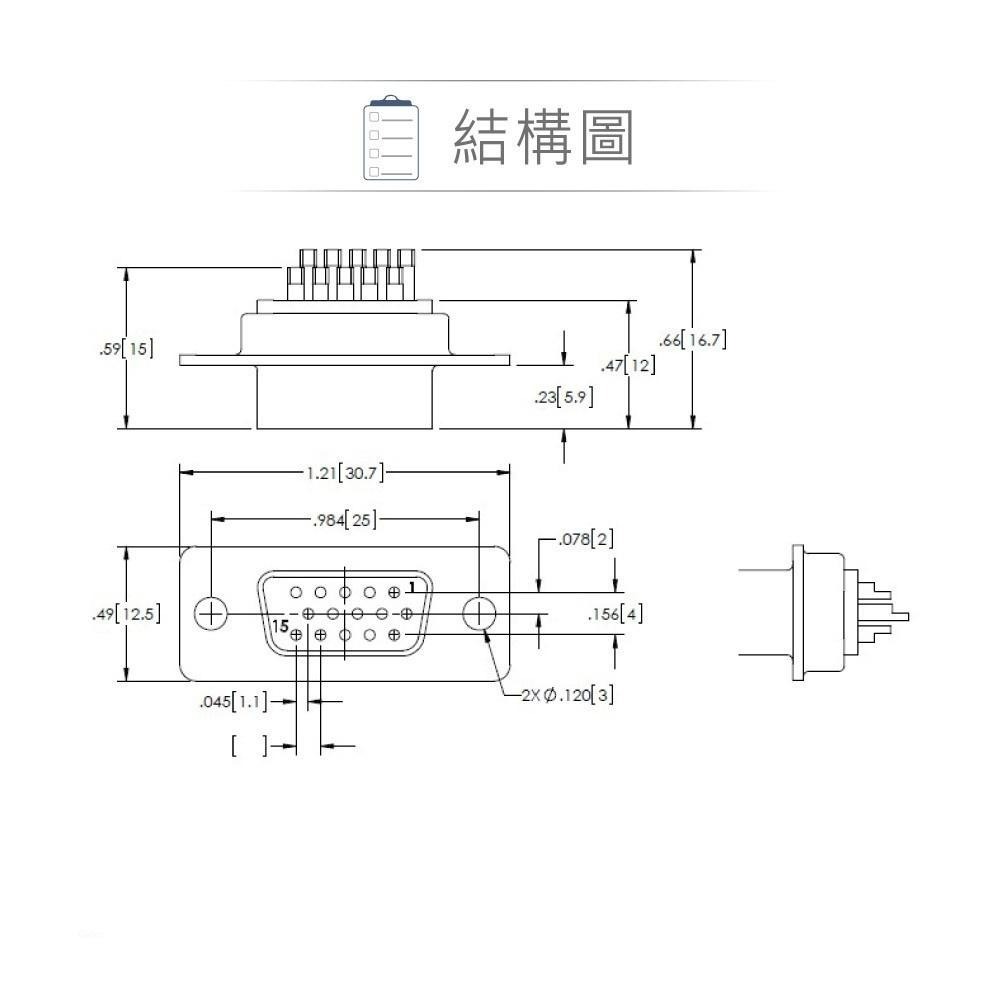 聯騰．DB15 15P VGA 高密度 D型母接頭 三排 焊線式 連接器 D型接頭-細節圖3