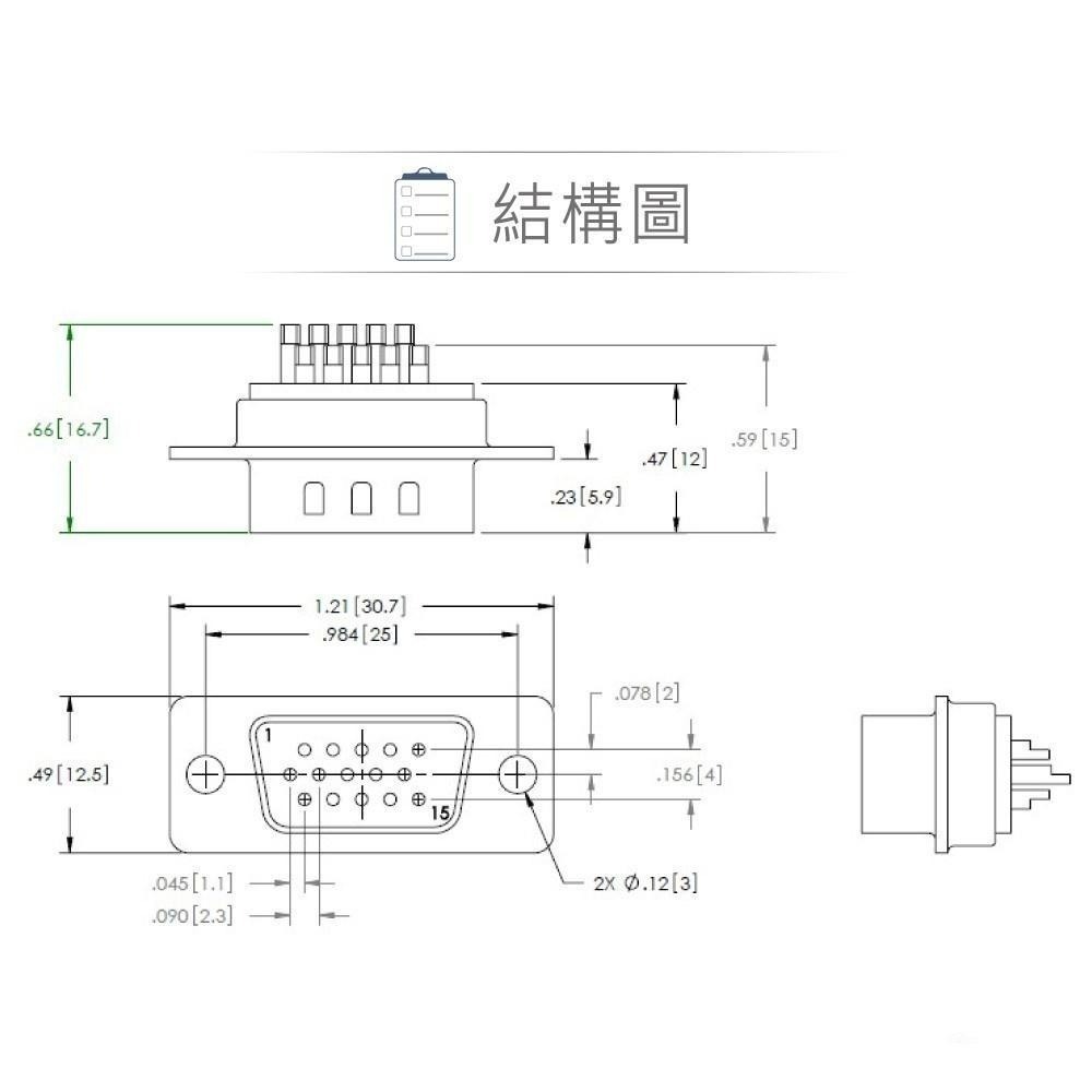『聯騰．堃喬』DB15 15P VGA 高密度 D型公接頭 三排 焊線式 連接器 D型接頭-細節圖3