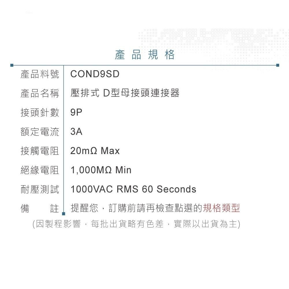 『聯騰．堃喬』DB9 9P D型母接頭 壓排式 D型接頭 連接器-細節圖4