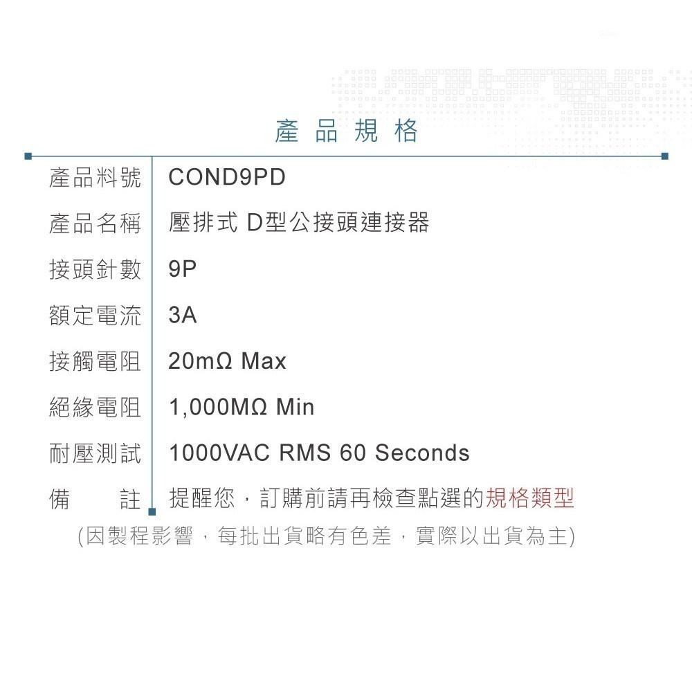 『聯騰．堃喬』DB9 9P D型公接頭 壓排式 D型接頭 連接器-細節圖4