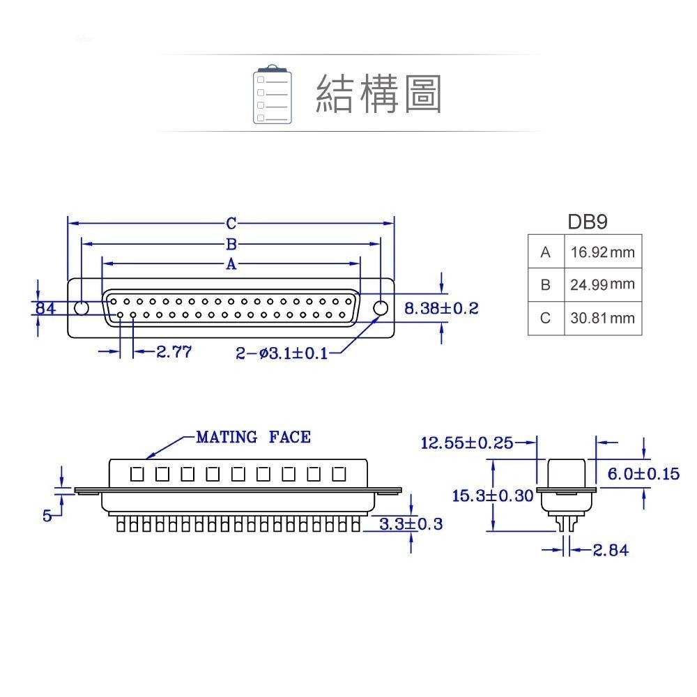 聯騰．DB9 9P D型公接頭 焊線式 D型接頭 連接器-細節圖3