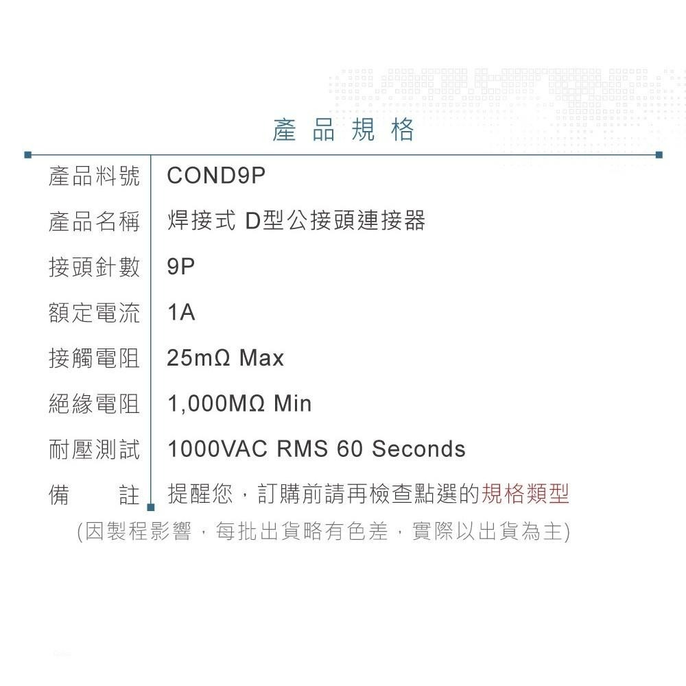 『聯騰．堃喬』DB9 9P D型公接頭 焊線式 D型接頭 連接器-細節圖4
