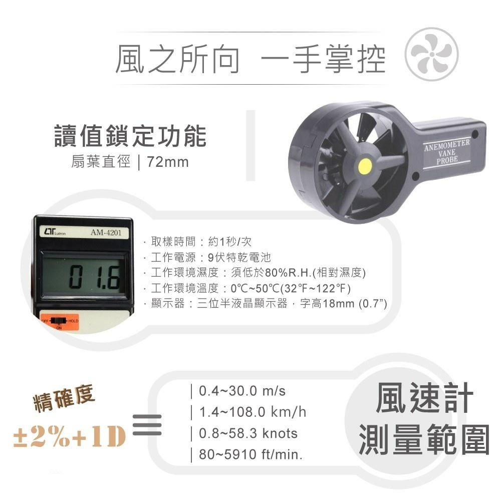 『聯騰．堃喬』路昌 Lutron AM-4201 風速計 高精度 高解析度-細節圖2